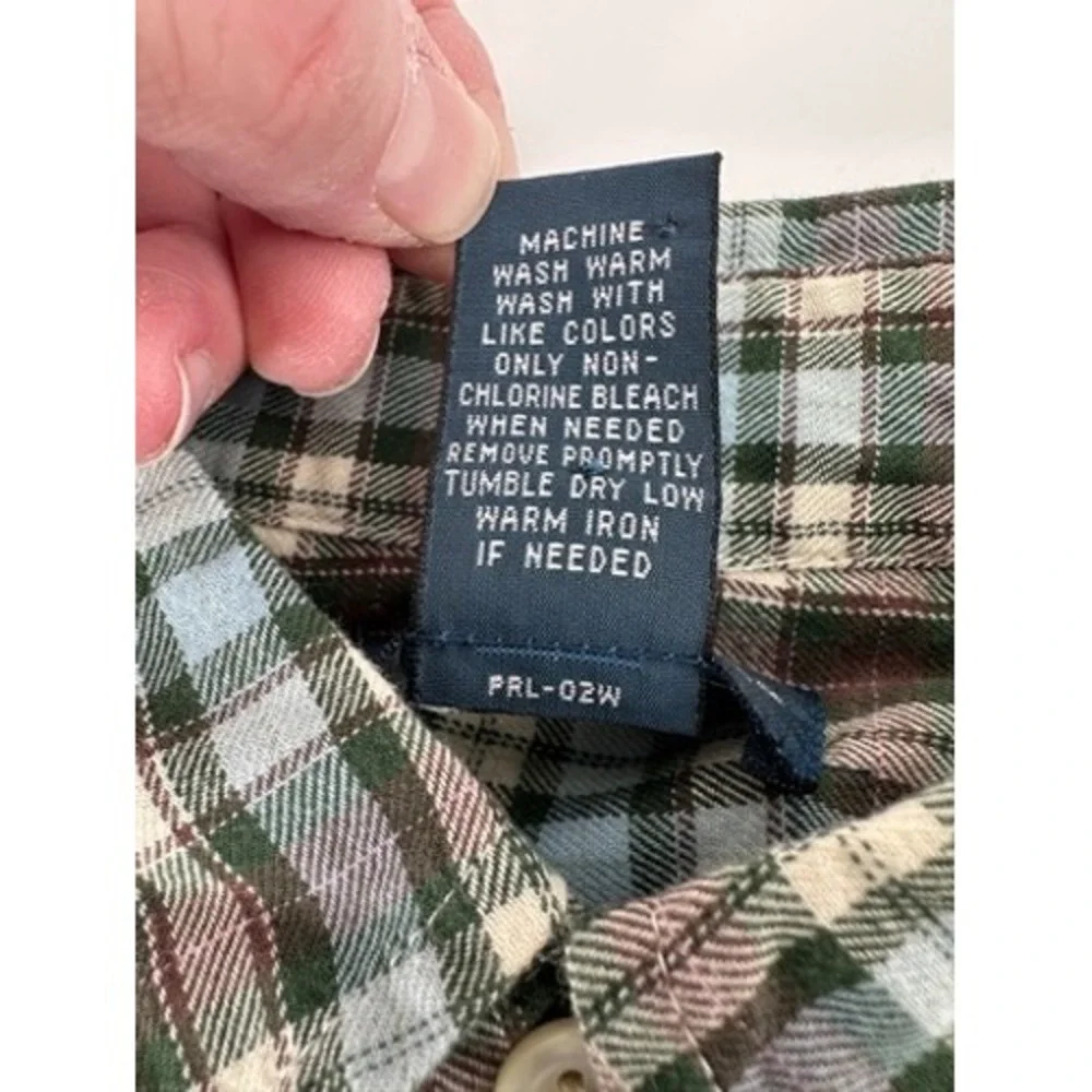 Ralph Lauren Plaid Button Down Shirt‎ Kids Long Sleeve Brown Blue White L(14-16)